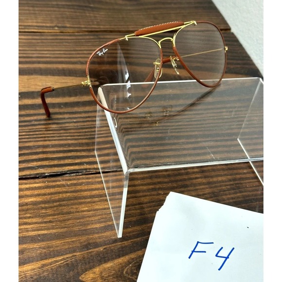 Vintage Bausch & Lomb Ray-Ban Brown Photochromic Sunglasses Leather Aviator 62mm